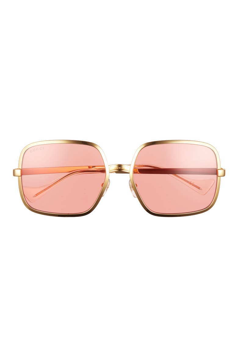 60mm Square Sunglasses, Main, color, GOLD