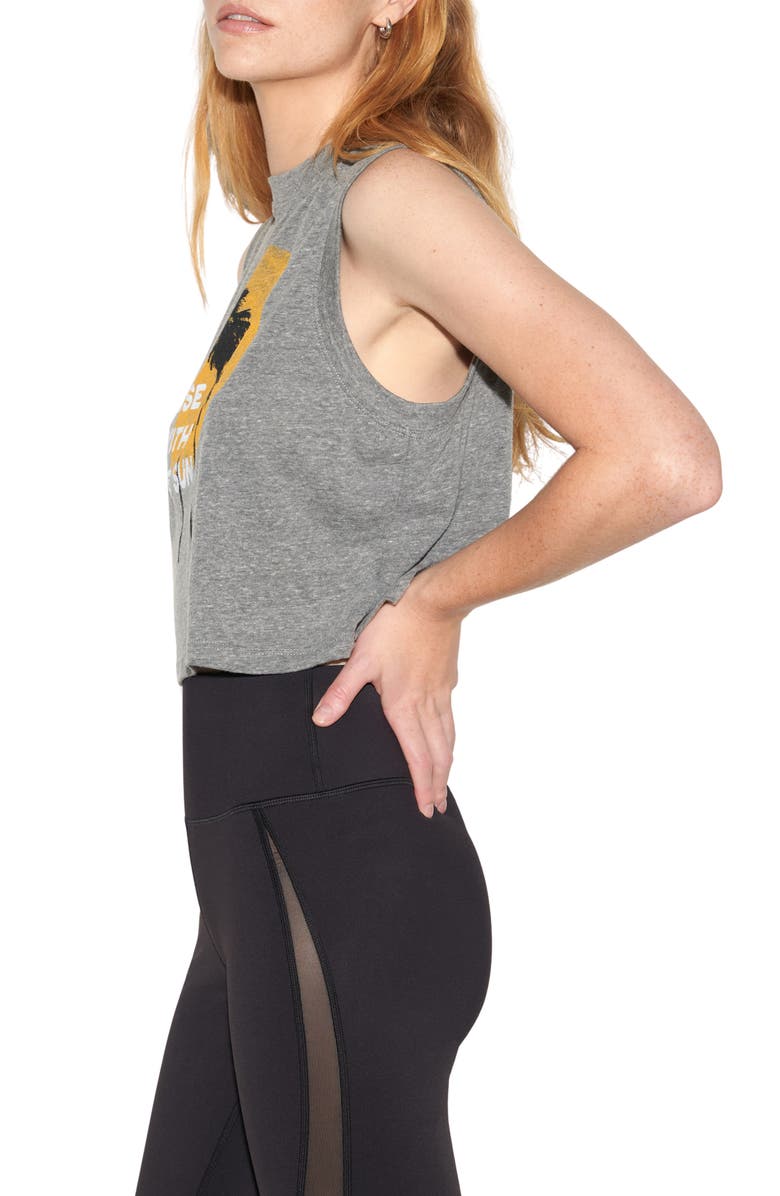 Spiritual Gangster Shady Palm Crawford Crop Cotton Graphic Tank, Alternate, color, Heather Grey