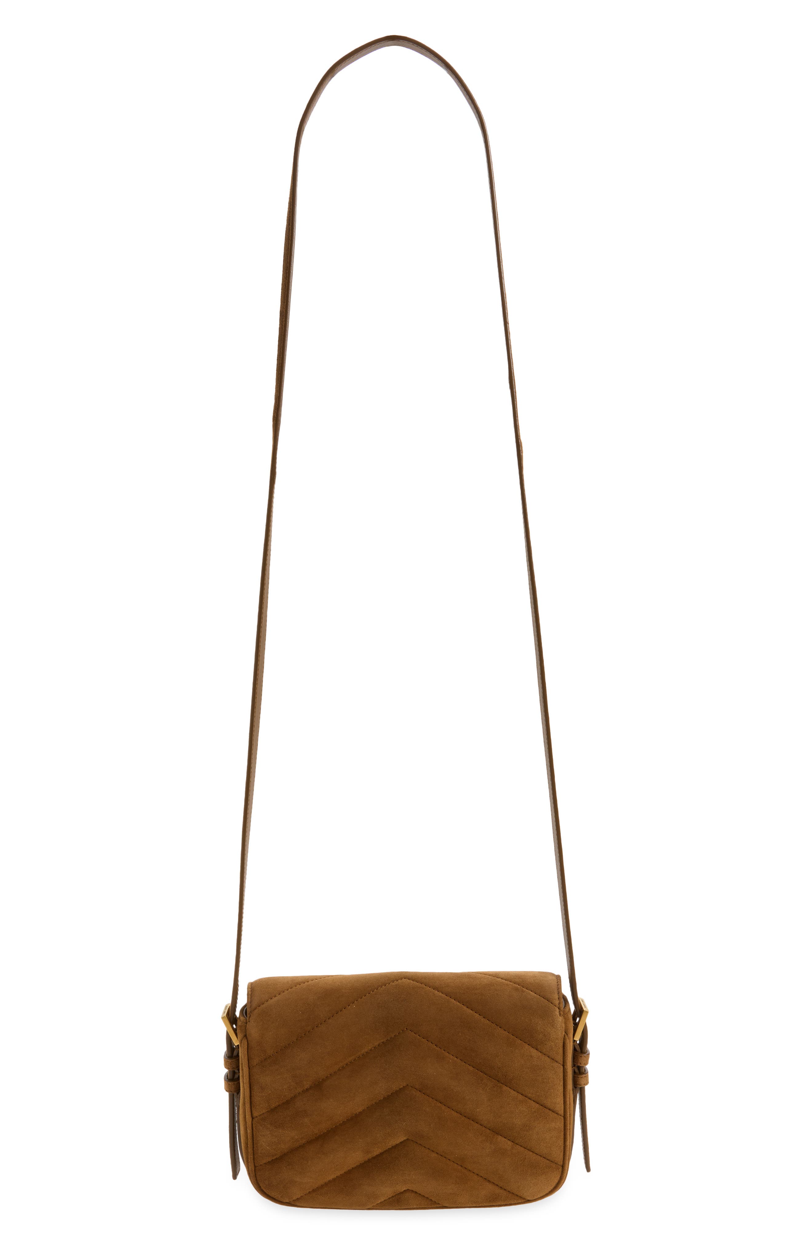 Toy Loulou Matelassé Suede Crossbody Bag, Alternate, color, CARAMEL COGNAC