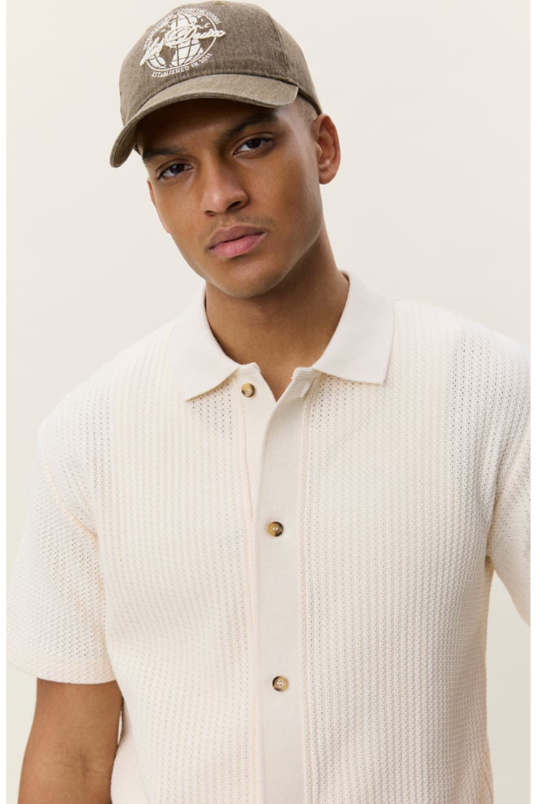 Pointelle Short Sleeve Cardigan, Alternate, color, EGGNOG WHITE