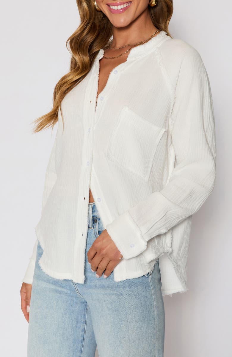 VICI Collection Chill Cotton Gauze Button-Up Shirt, Alternate, color, White