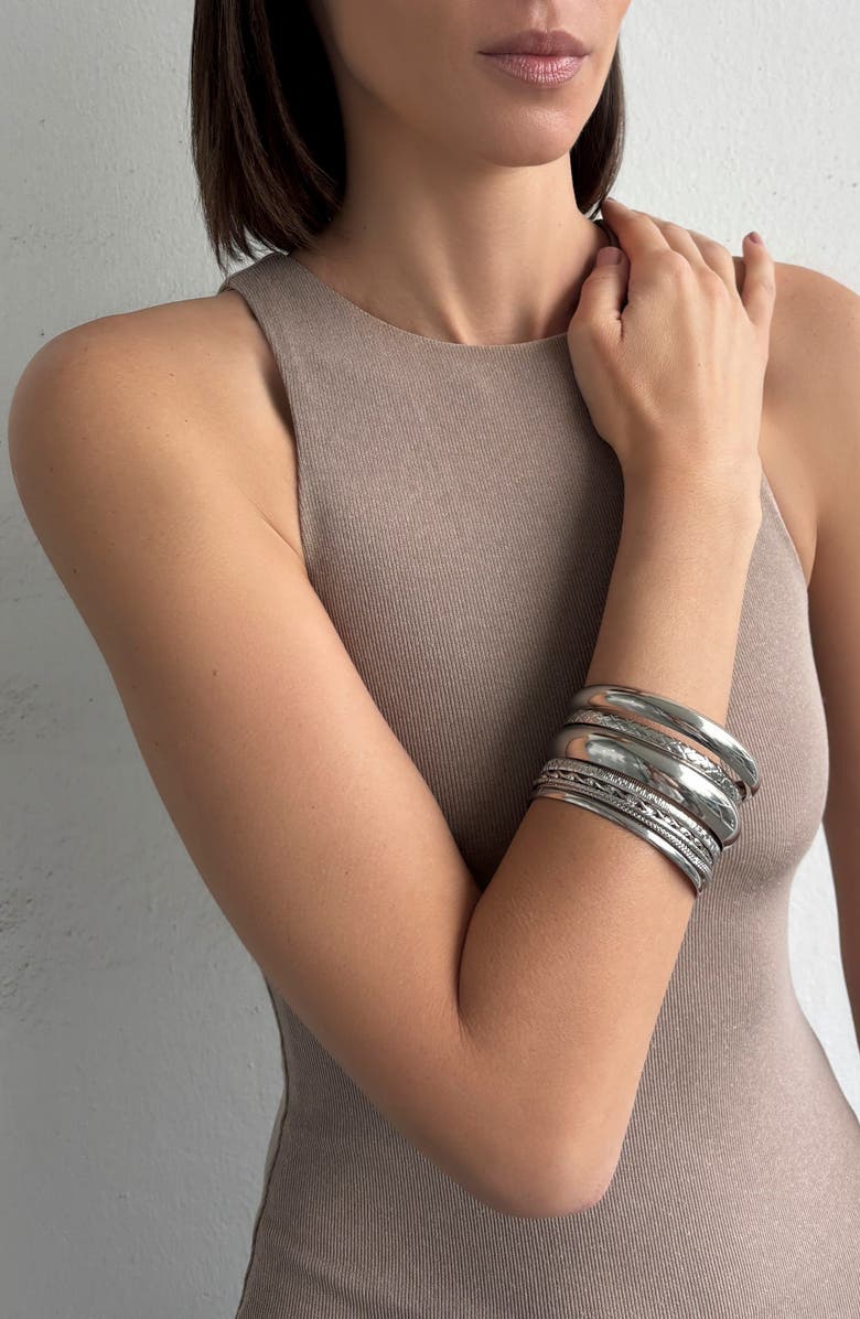 Adornia Set of 8 Assorted Bangle Bracelets, Alternate, color,