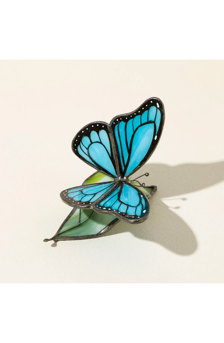 Uncommon Goods Stained Glass Butterflies with a Message, Alternate, color, Blue (Serenity, Calm)