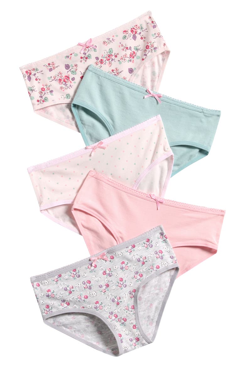 Kids' 5-Pack Cotton Blend Hipster Briefs, Main, color, PURPLE BERRIES/ PINK BRANCHES