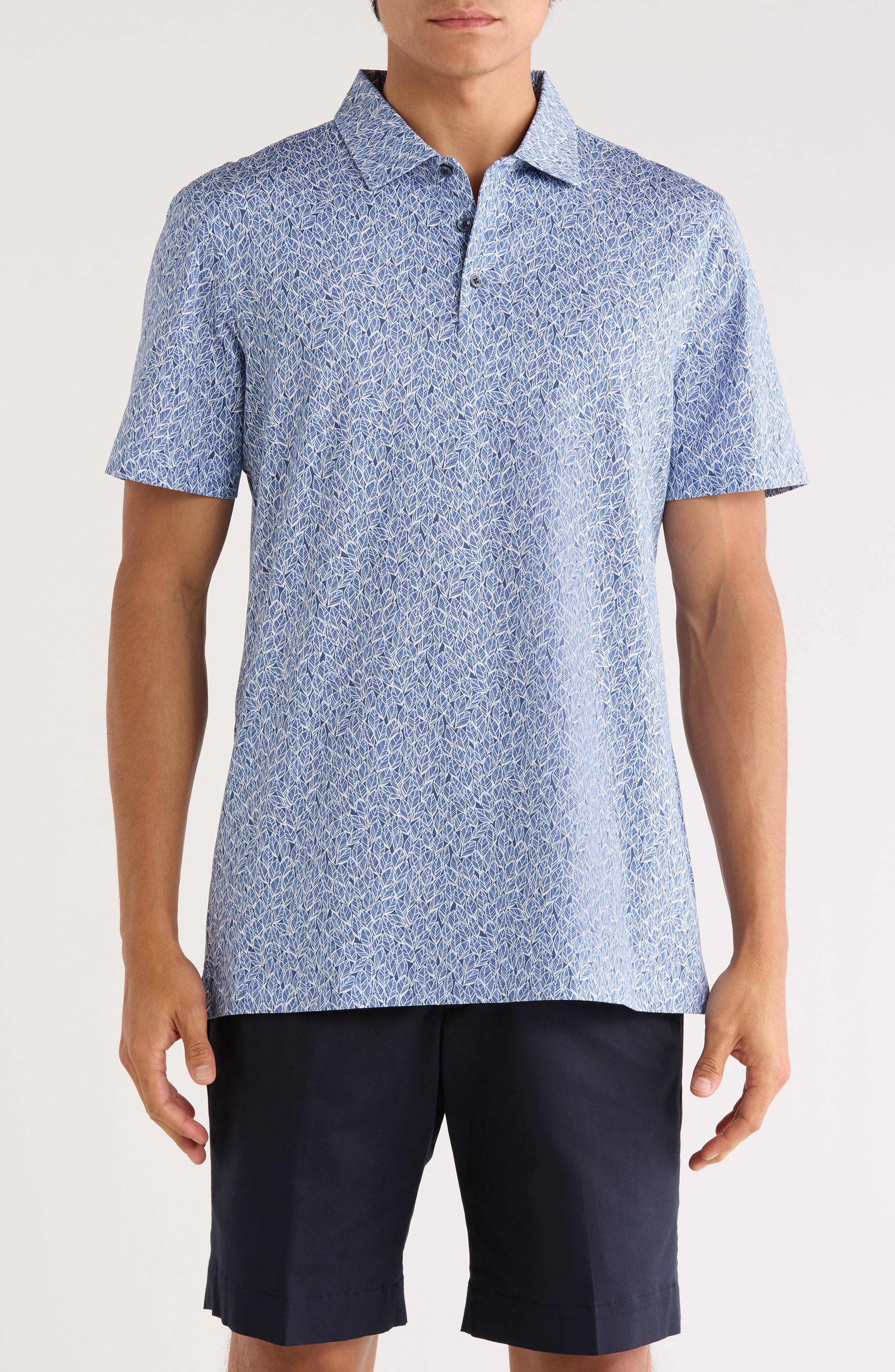 Bugatchi Victor Short Sleeve 8-Way Stretch OoohCotton® Knit Polo
