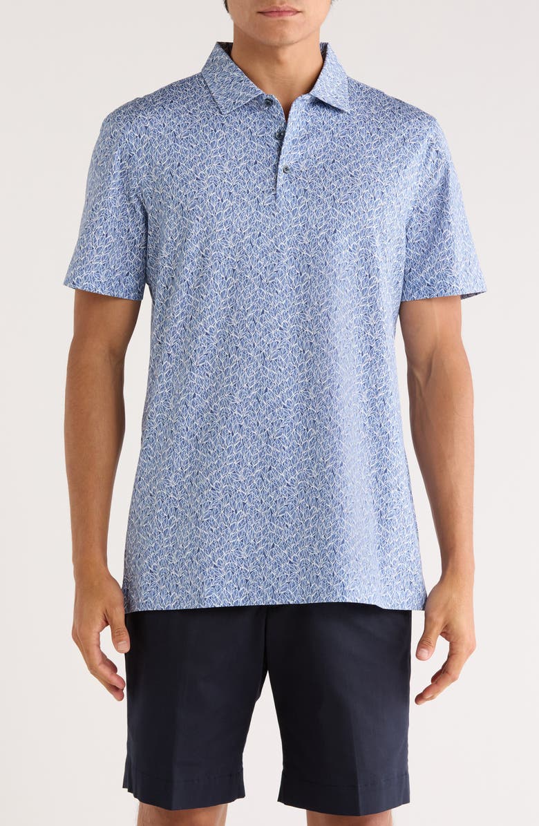 Bugatchi Victor Short Sleeve 8-Way Stretch OoohCotton<sup>®</sup> Knit Polo, Main, color, Night Blue