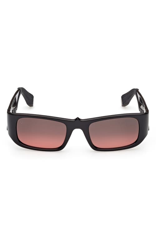 Christian Louboutin 53mm Loubishark Rectangular Sunglasses in Black/Red Gradient  product