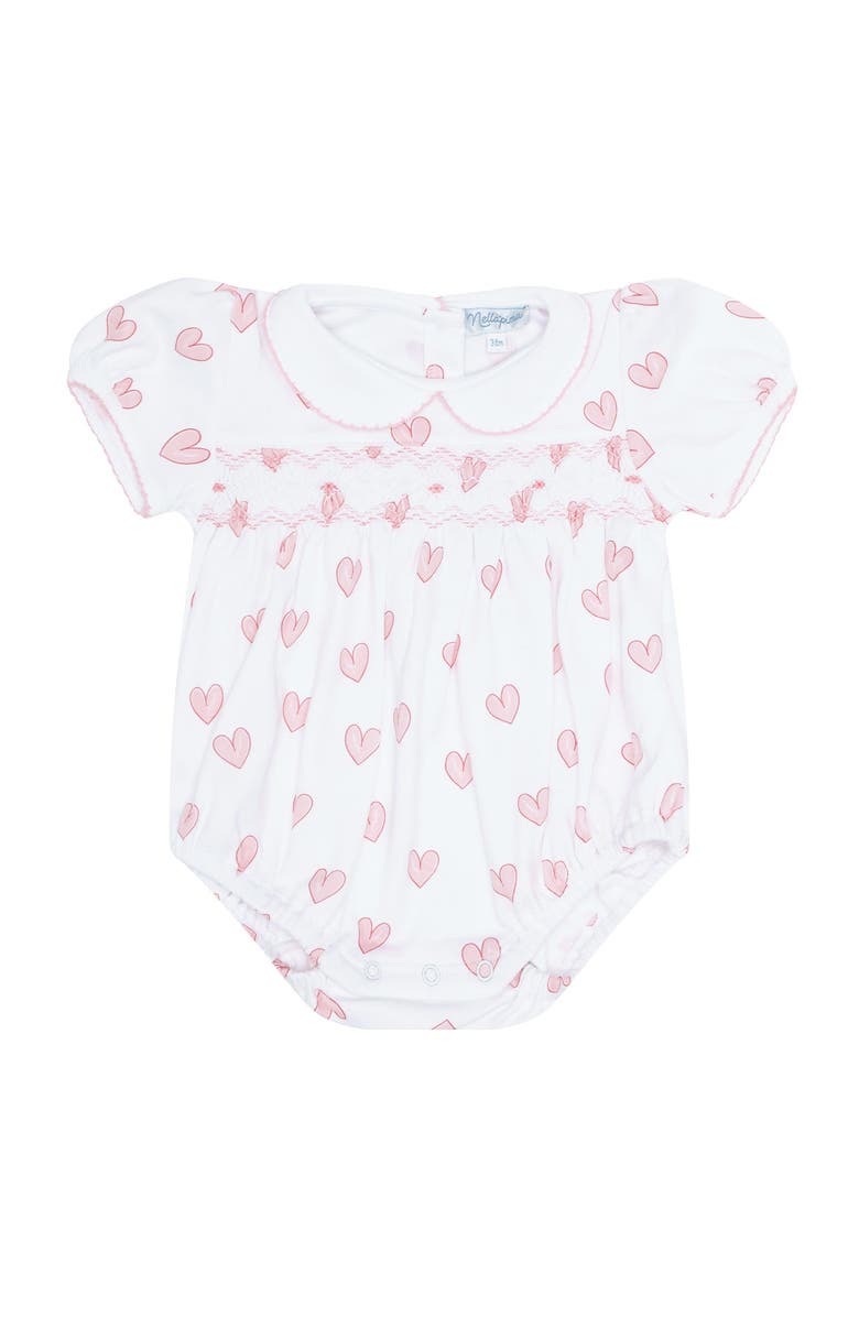 Nellapima Pink Heart Print Smocked Bubble - Baby, Main, color, Pink