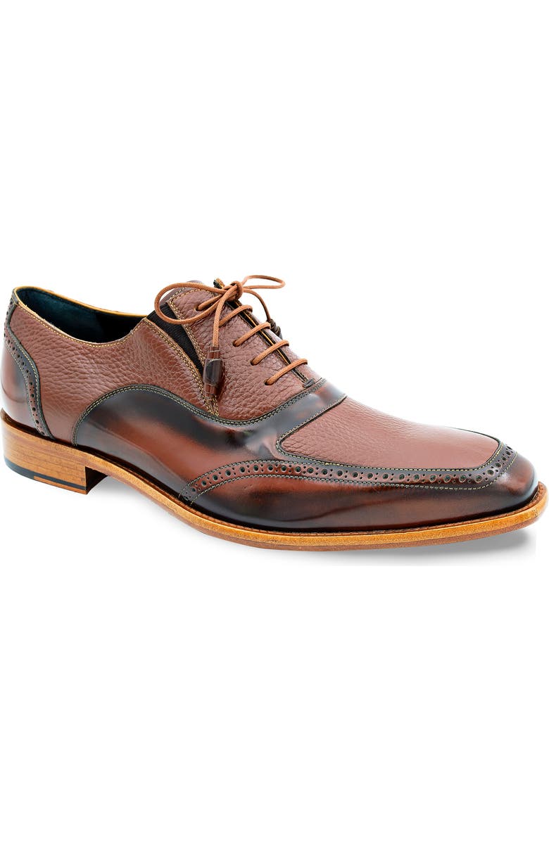 Mezlan Brogue Apron Toe Oxford, Main, color, Camel