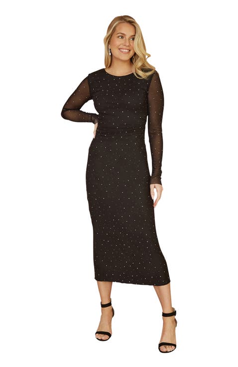 Sparkle Mesh Bodycon Midi Dress