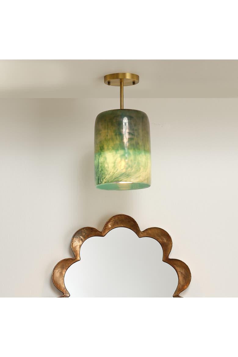 Vapor Glass Semi-Flush Mount, Aqua, Alternate, color, Aqua Metallic Glass