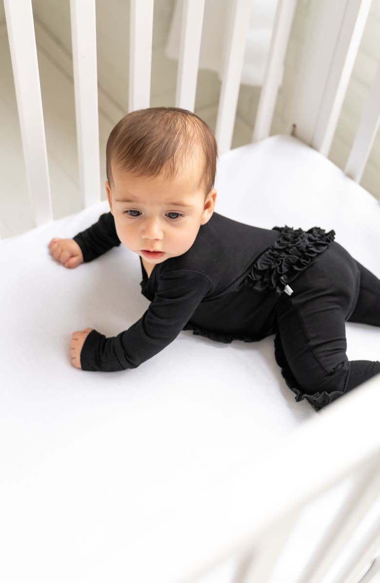 Laree + Co Allie Ruffle Convertible Footie, Alternate, color, Black