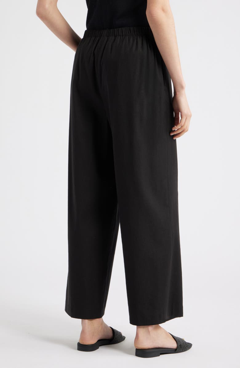 Nordstrom Linen Blend Crop Slim Wide Pants, Alternate, color, Black
