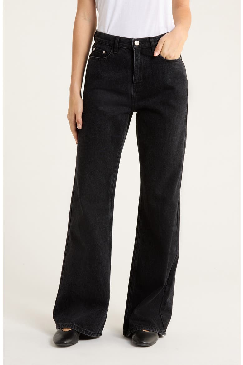 Maple High Waist Flare Leg Jeans, Main, color, BLACK