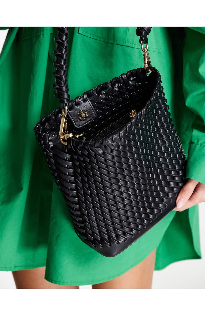 Topshop Sienna Weave Faux Leather Shoulder Bag, Alternate, color,