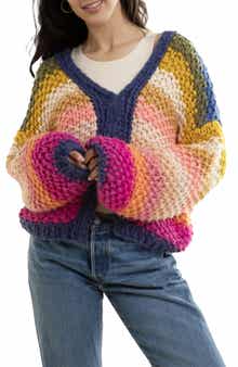 SAACHI Rainbow Stripe Reversible Sweater