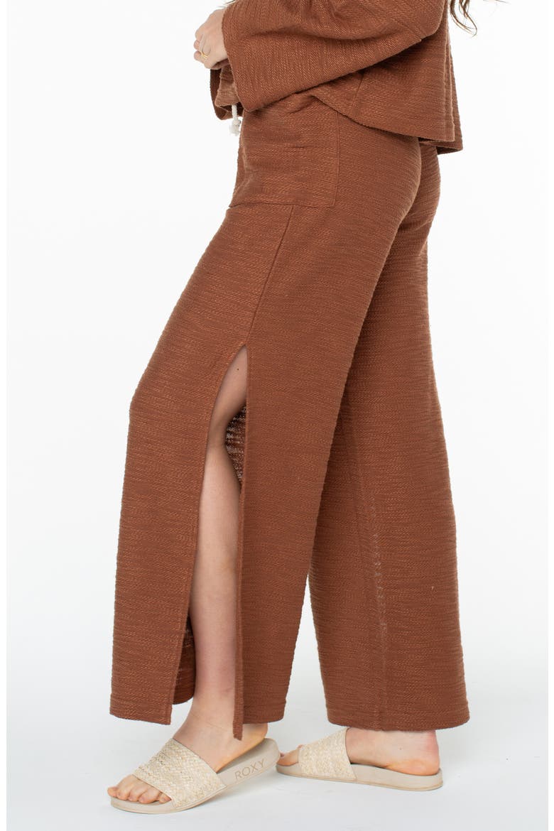 Beach Breeze Split Hem Pants, Alternate, color, CAROB BROWN