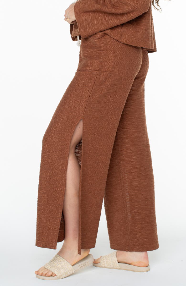 Roxy Beach Breeze Split Hem Pants, Alternate, color, Carob Brown
