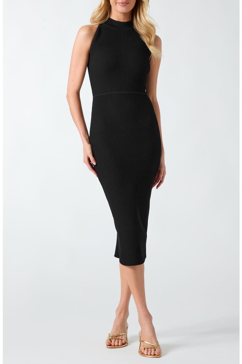 Ottoman Curve Mock Neck Sweater Dress, Main, color, JBLACK-BLACK