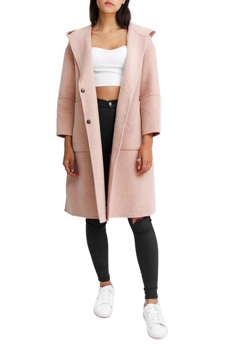 Belle & Bloom Walk This Way Wool Blend Oversized Coat, Main, color, Pink