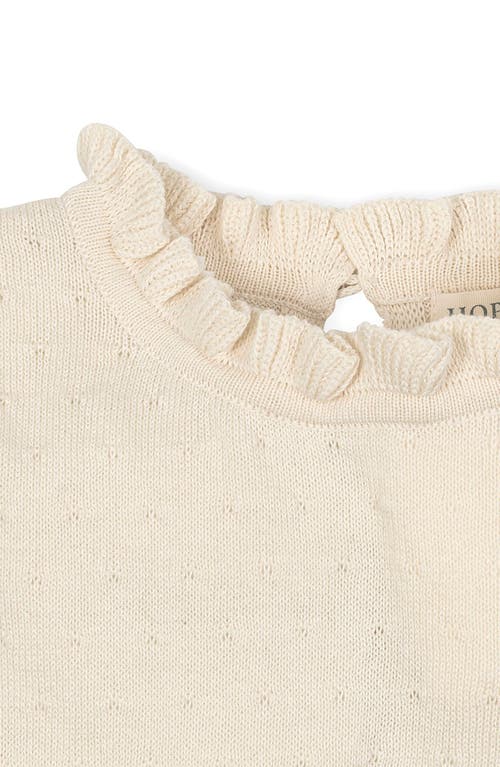 Hope & Henry Kids' Organic Long Sleeve Ruffle Edge Sweater In Neutral