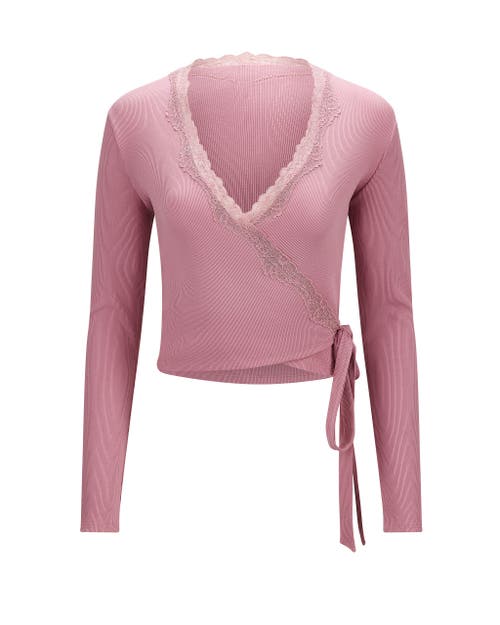 Adore Me Rib Knit Ballet Wrap In Pink