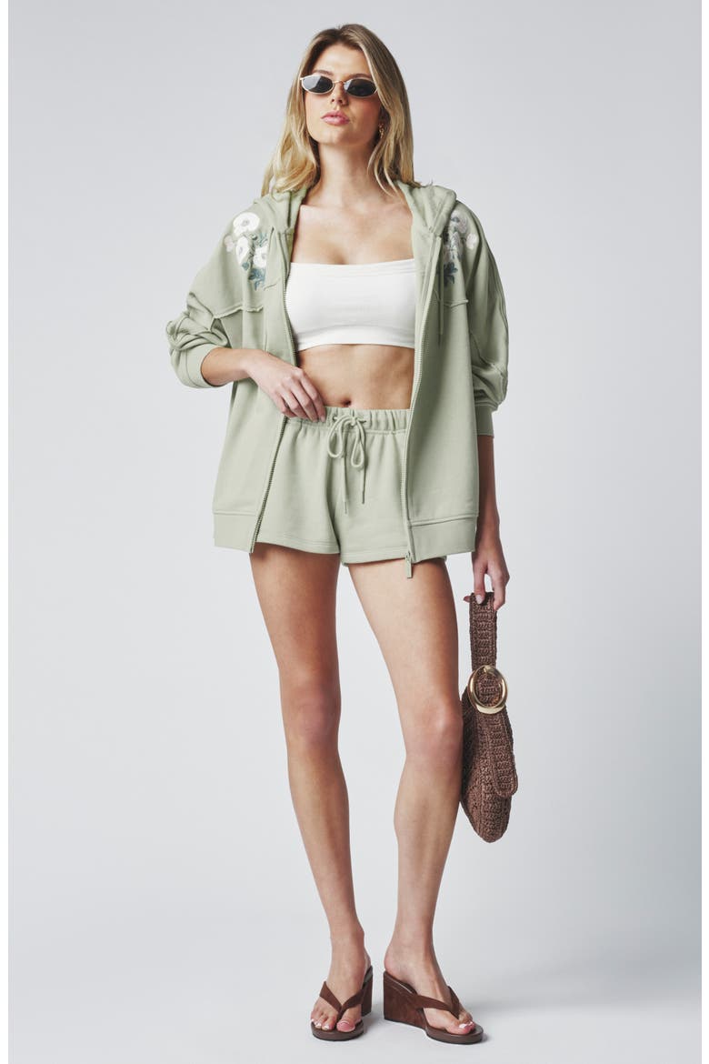 Embroidered Sweat Shorts, Alternate, color, DESERT SAGE