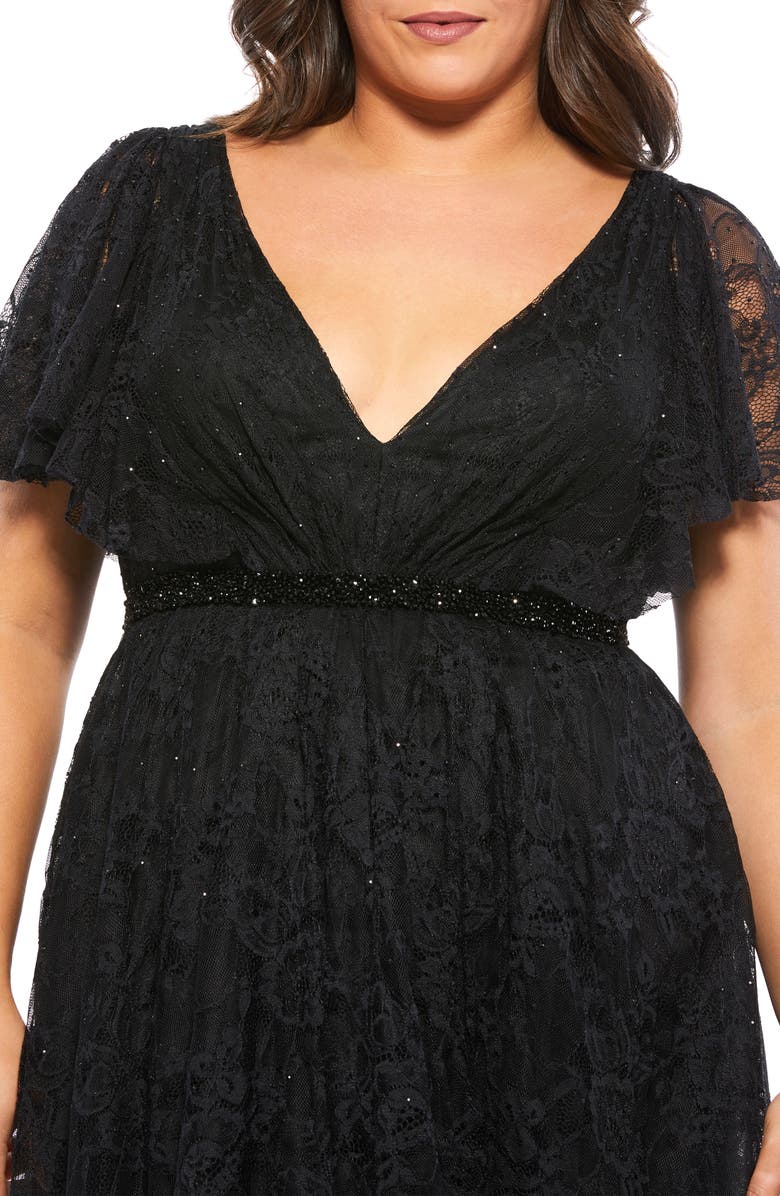 Mac Duggal Flutter Sleeve Lace Midi Cocktail Dress, Alternate, color, 