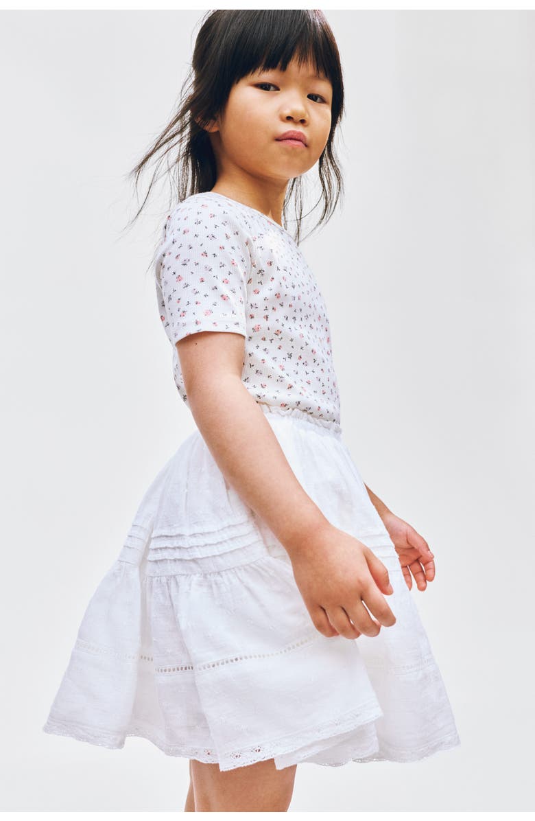 H&M Pintucked cotton skirt, Main, color, White