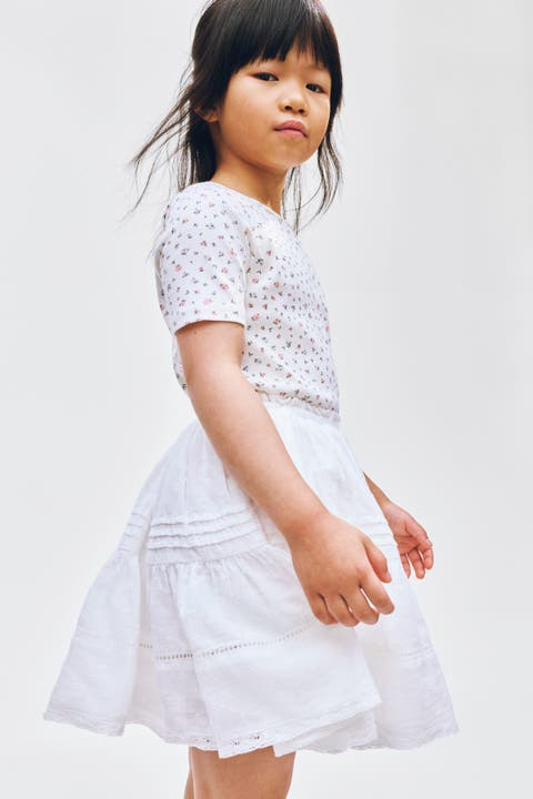 Pintucked cotton skirt