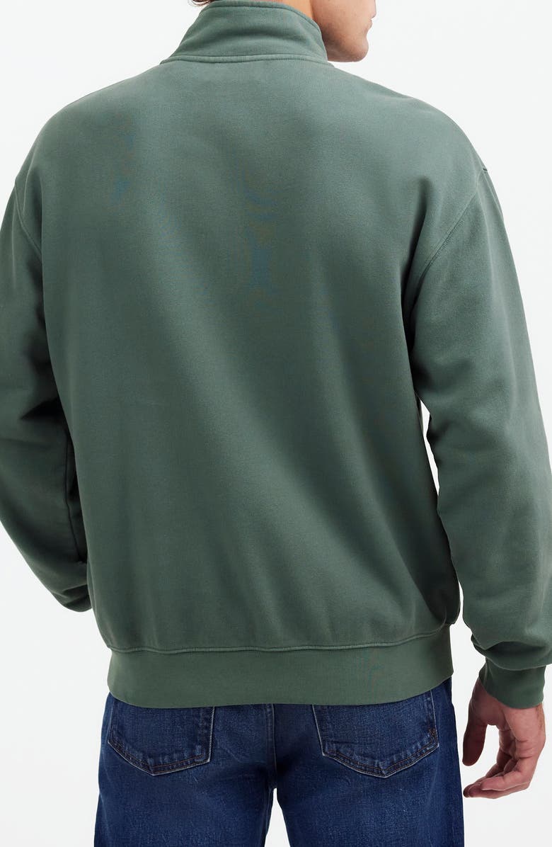 Madewell Relaxed Fit Cotton Blend Quarter Zip Pullover, Alternate, color, Industrial Green