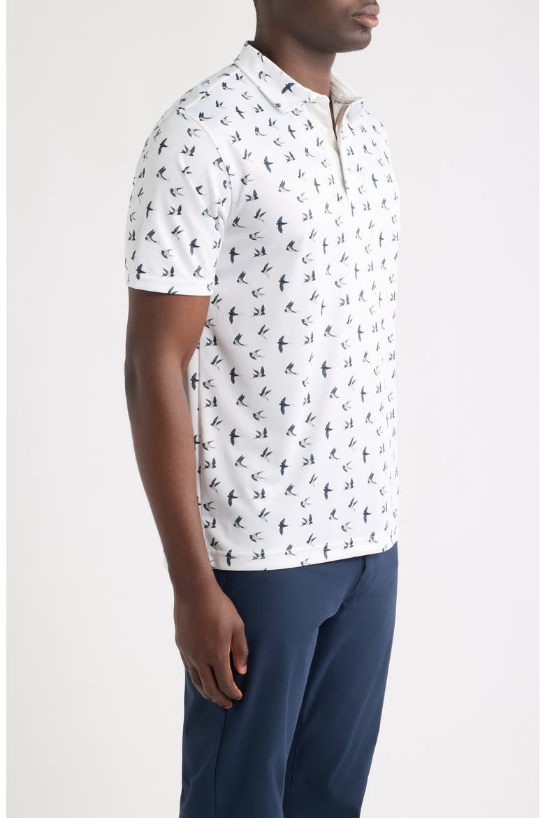 Peak Bird Print Performance Golf Polo, Alternate, color, WHITE