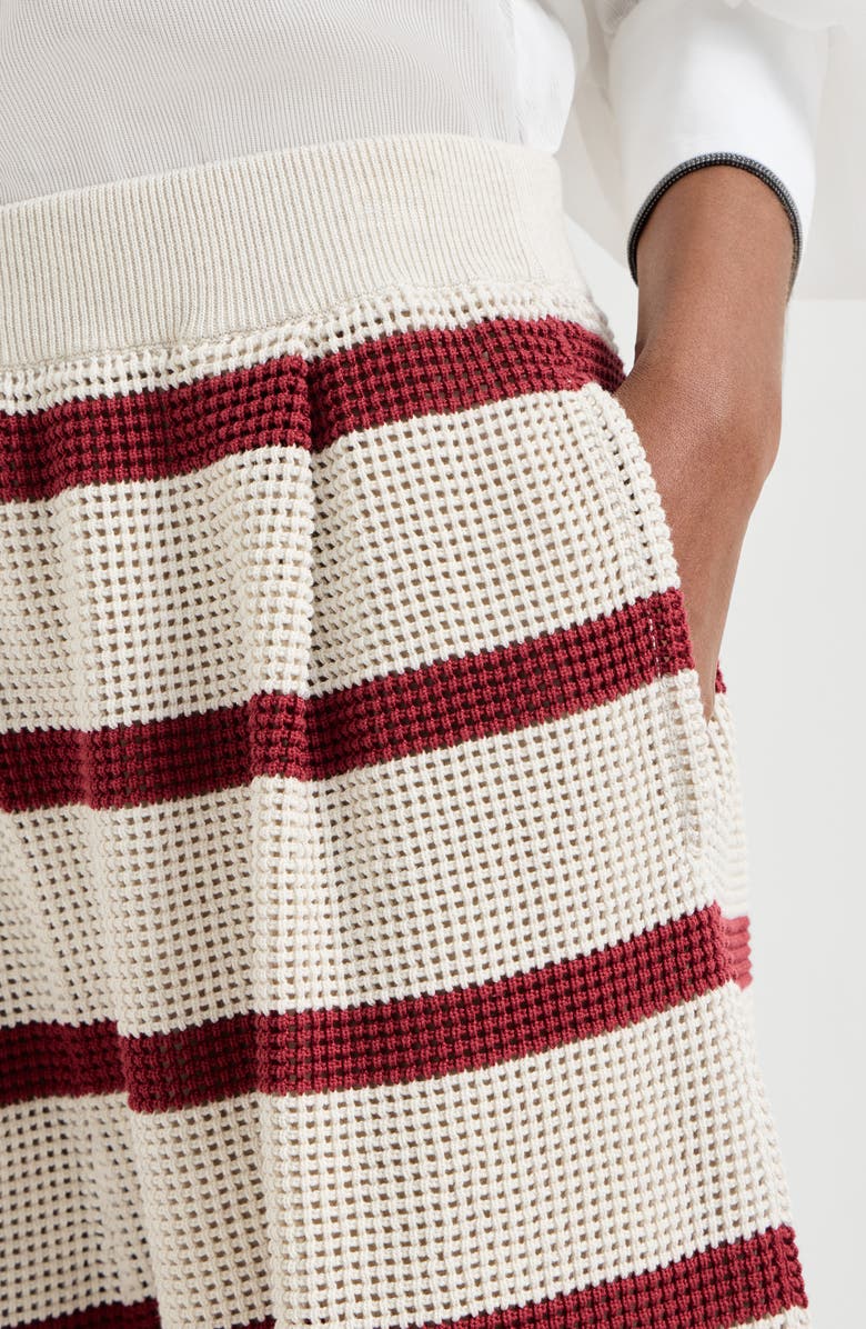 Brunello Cucinelli Cotton net knit Bermuda shorts, Alternate, color, Bordeaux