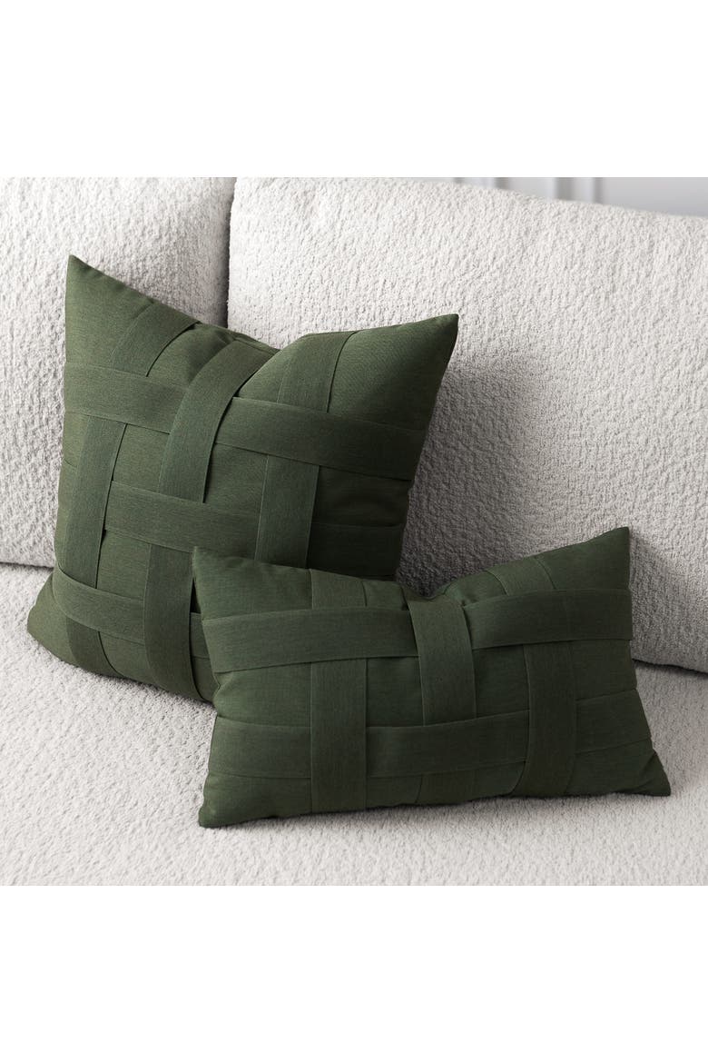Basketweave Hand Woven Indoor & Outdoor Accent Pillow, Alternate, color, Fern