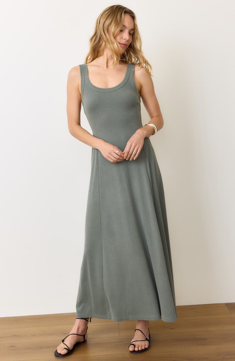 Marine Layer Lexi Sun-In Sleeveless Fit & Flare Rib Maxi Dress, Alternate, color, Forest