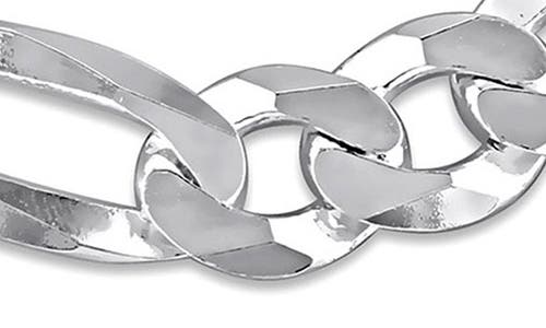 Delmar Flat Figaro Chain Necklace & Bracelet Set In White