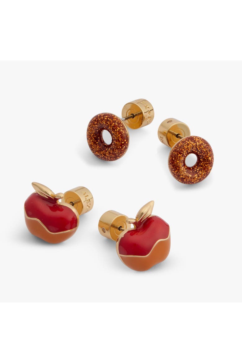 Caramel Apple & Donut Stud Earrings Set of 2, Alternate, color, Gold