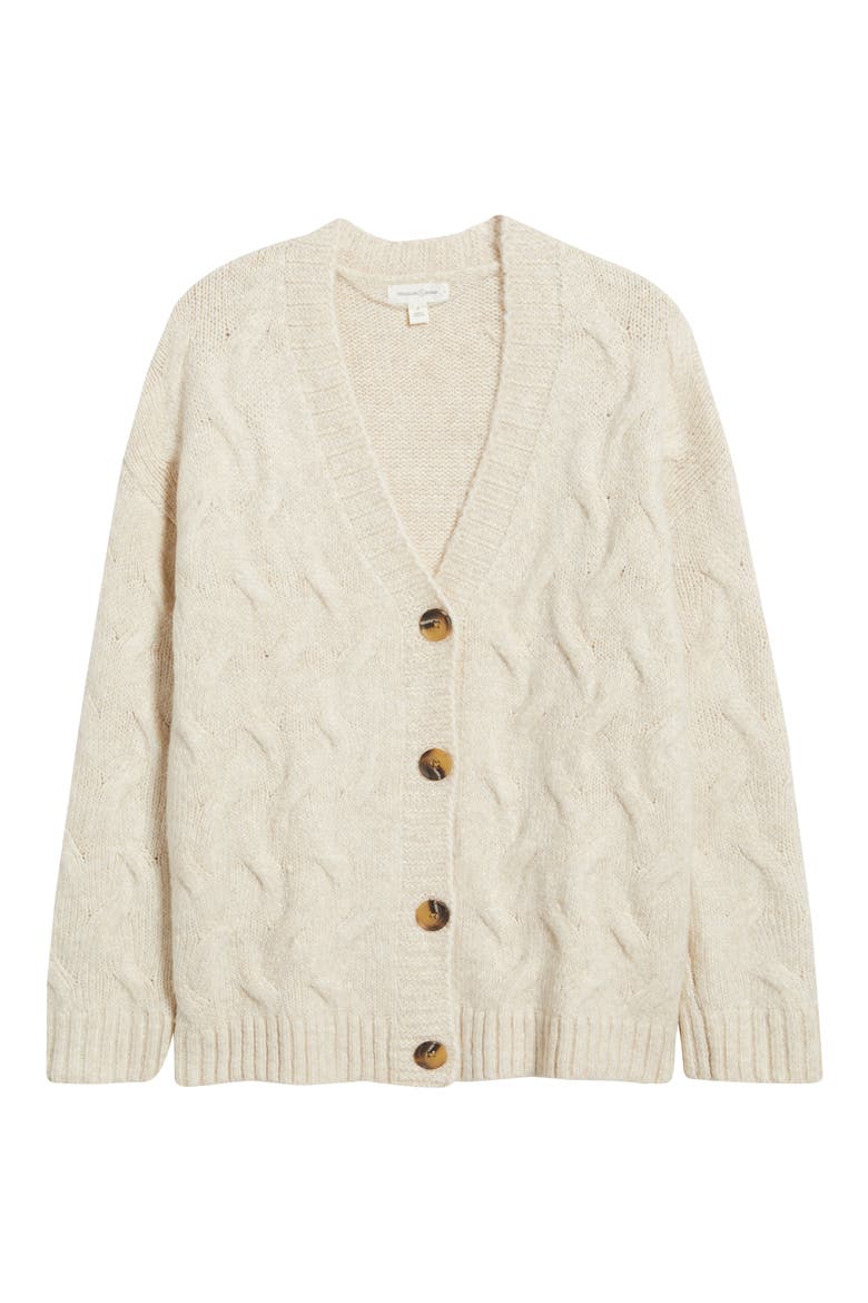 Oversize Cable Stitch Cardigan, Alternate, color, BEIGE OATMEAL LIGHT HEATHER