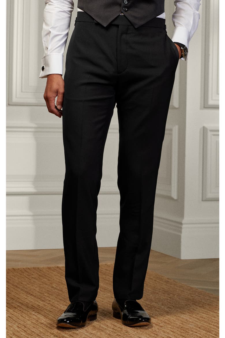 Gregory Wool Barathea Tuxedo Pants, Alternate, color, BLACK