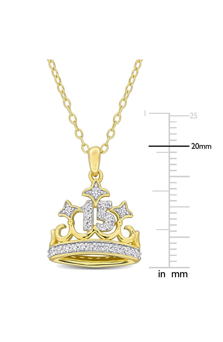 DELMAR Created White Sapphire 15 Crown Quinceañera Pendant Necklace, Alternate, color, Gold