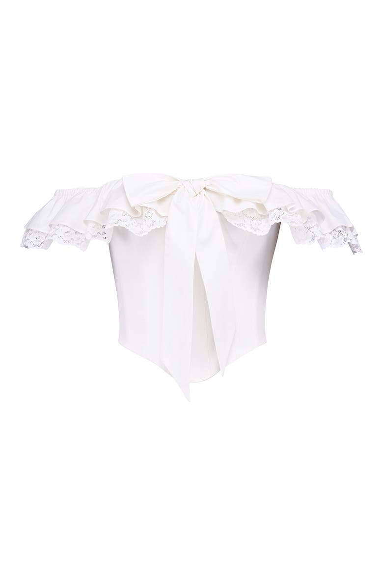 Aria Off the Shoulder Crop Top, Alternate, color, WHITE