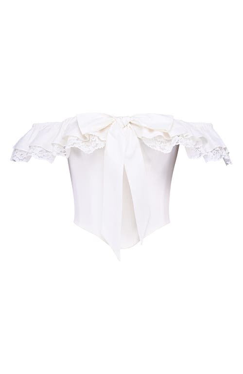House Of Cb Aria Off The Shoulder Crop Top In White