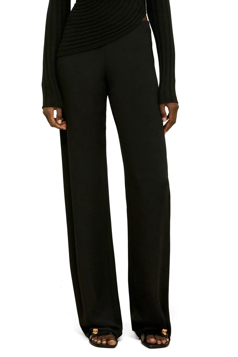 Sara Floral Silk Wide Leg Pants, Main, color, BLACK