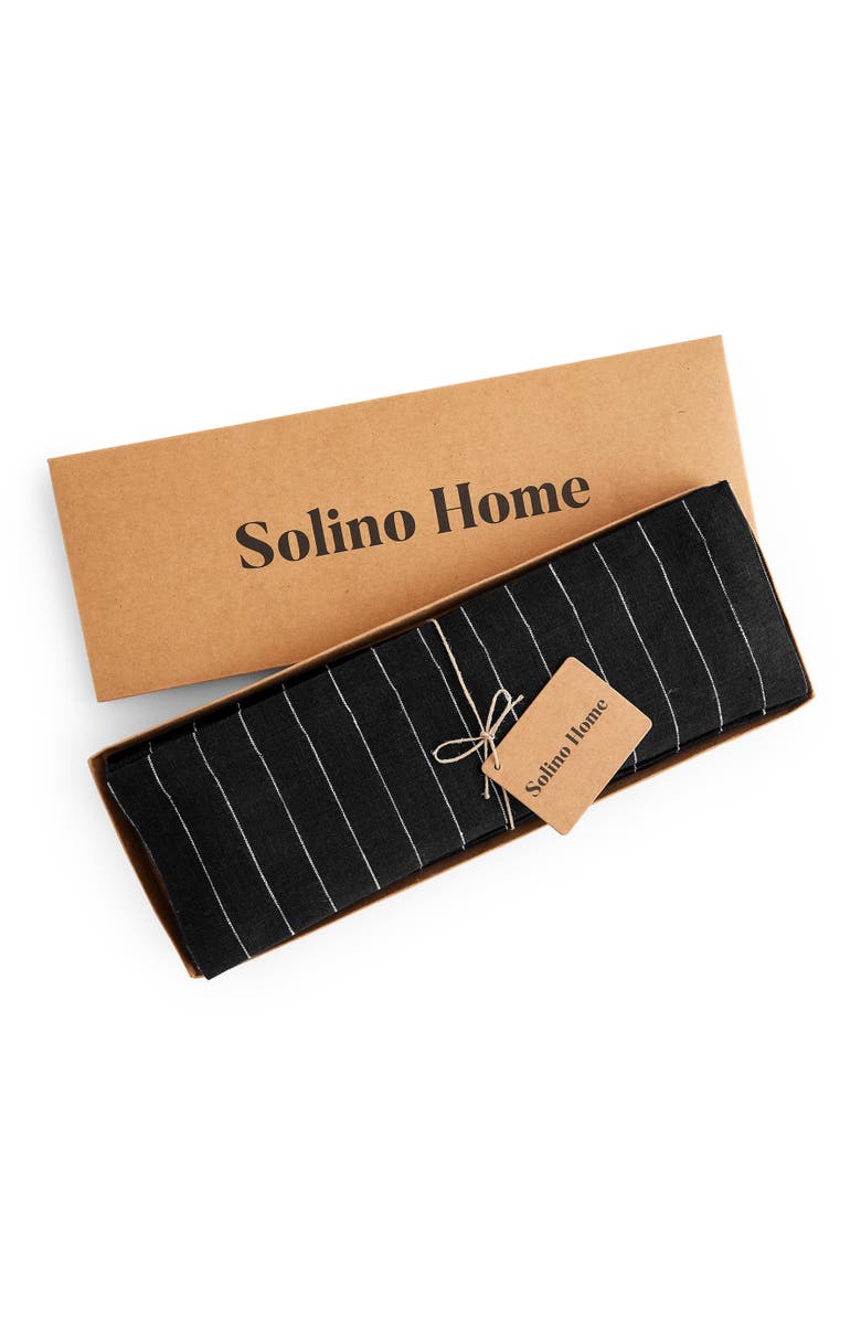 Solino Home Linen Placemats - Pinstripe, 14" x 19" Inch, Alternate, color, Black And White