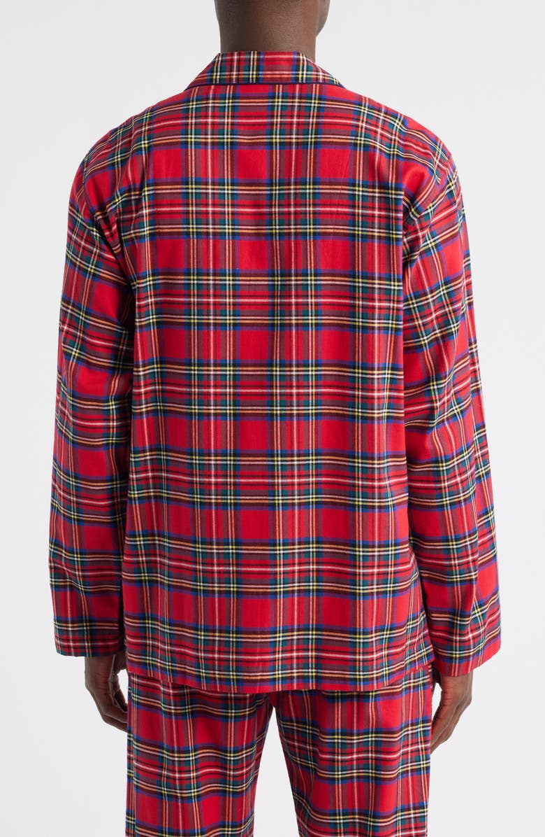 Polo Ralph Lauren Yarn Dyed Plaid Flannel Pajama Shirt, Alternate, color, Red Stripe/ Gold Plaid