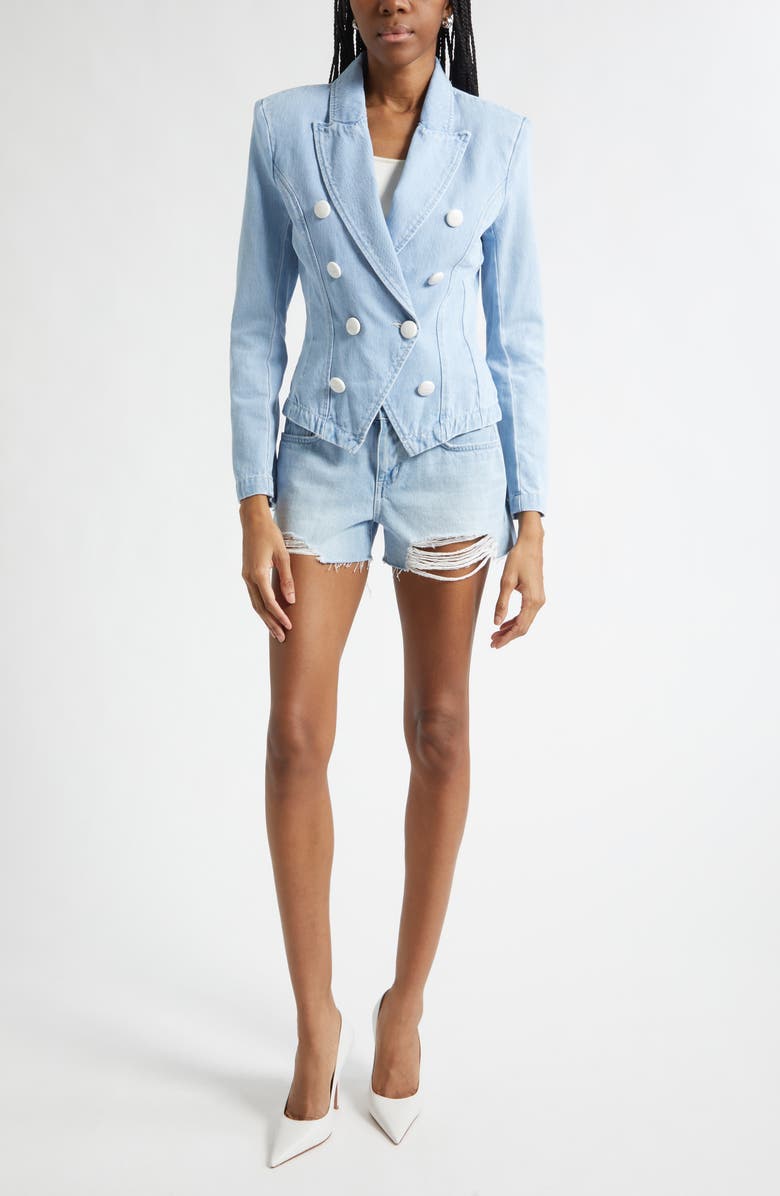 L'AGENCE Teya Low Rise Cutoff Denim Shorts, Alternate, color, Brea Destruct
