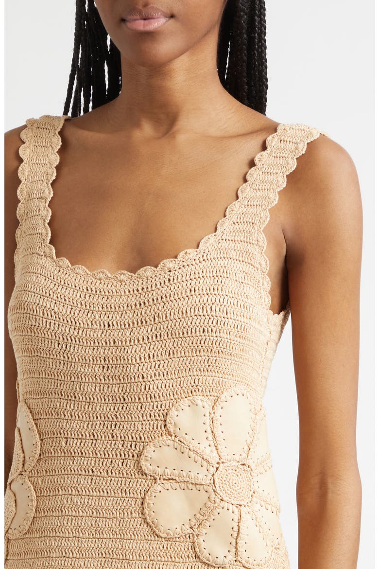 Cara Floral Cotton Crochet Minidress, Alternate, color, SANDSTONE