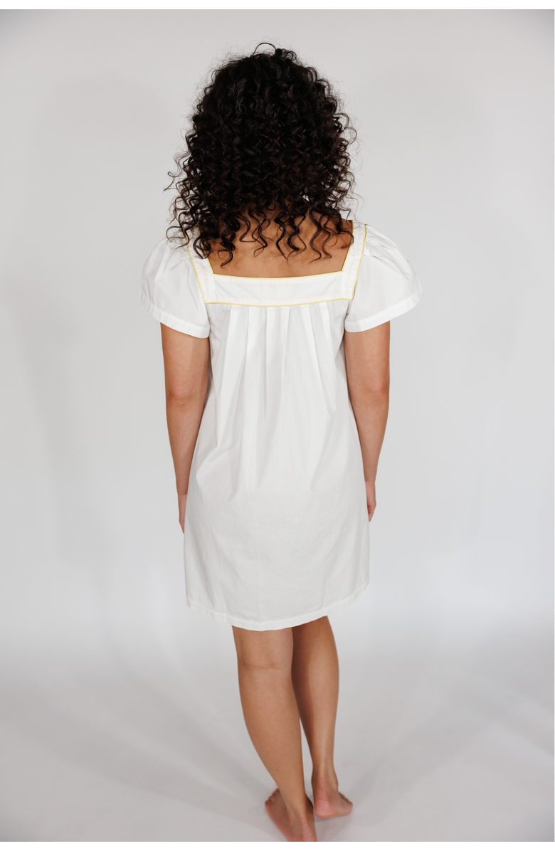 In My Sundays Short Day Dress, Alternate, color, Crisp White With Lemon