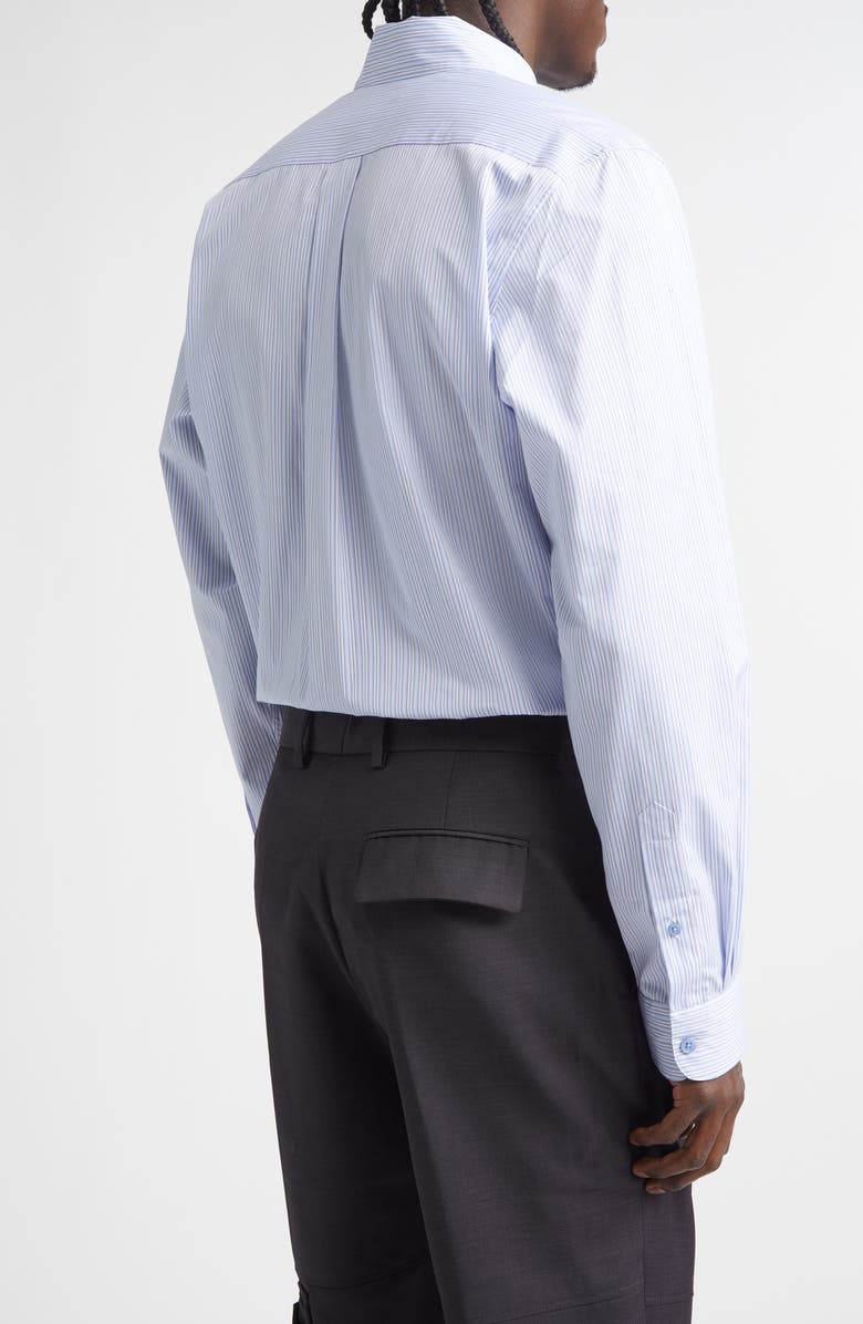 Martine Rose Classic Logo Stripe Button-Up Shirt, Alternate, color, Blue