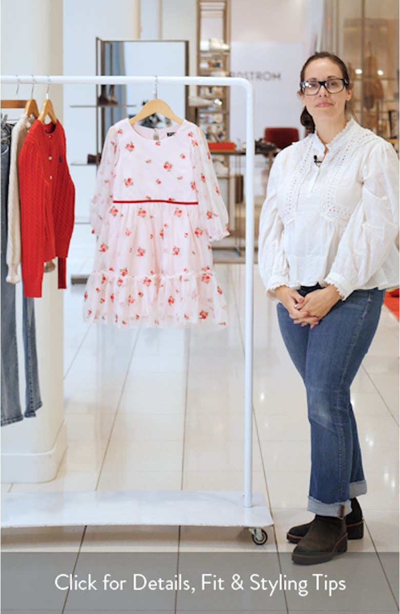 Kids' Floral Embroidered Mesh Tiered Party Dress, sales video thumbnail